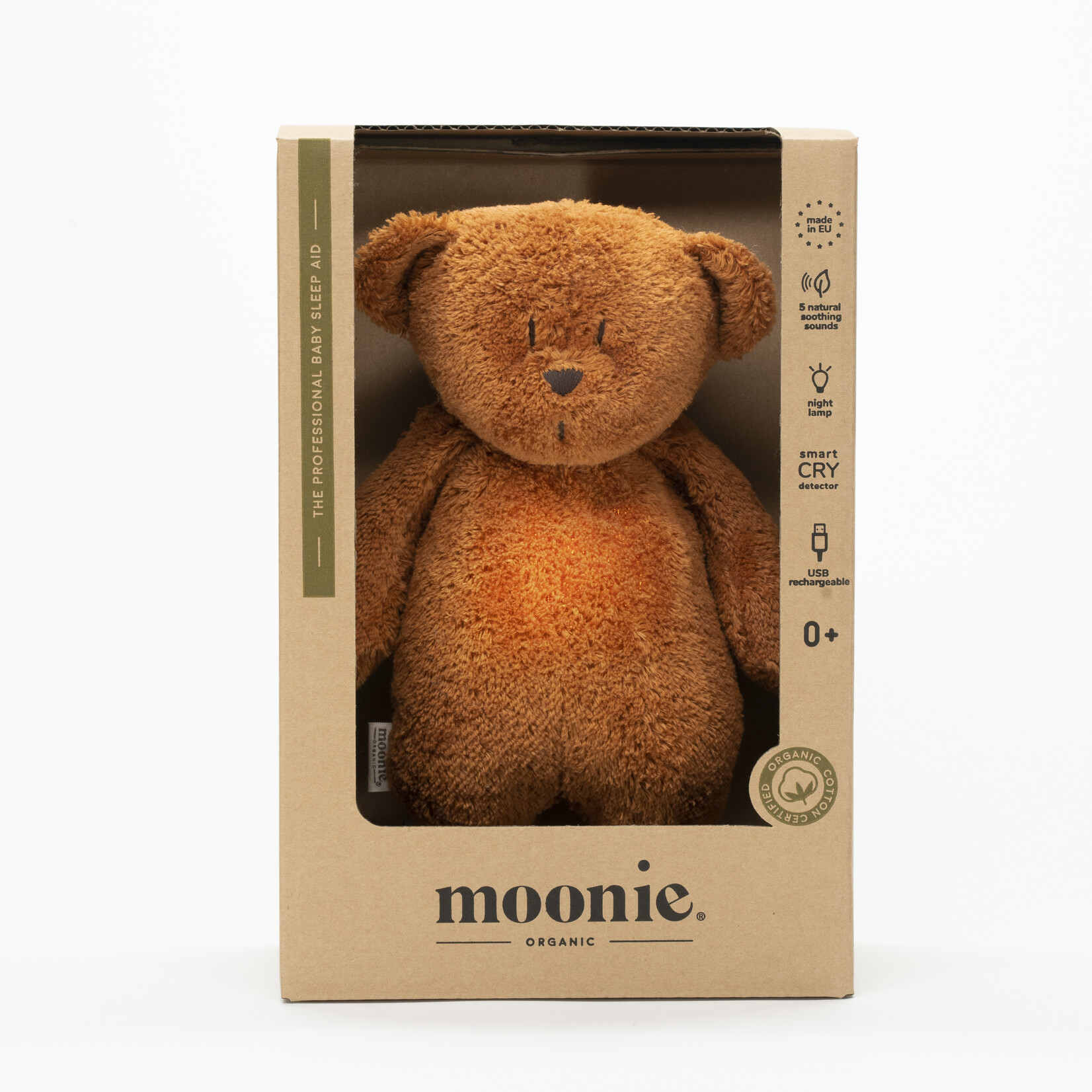 Moonie Slaapknuffel Humming Bear Caramel Natur - Moonie Organic - NIEUW 2024