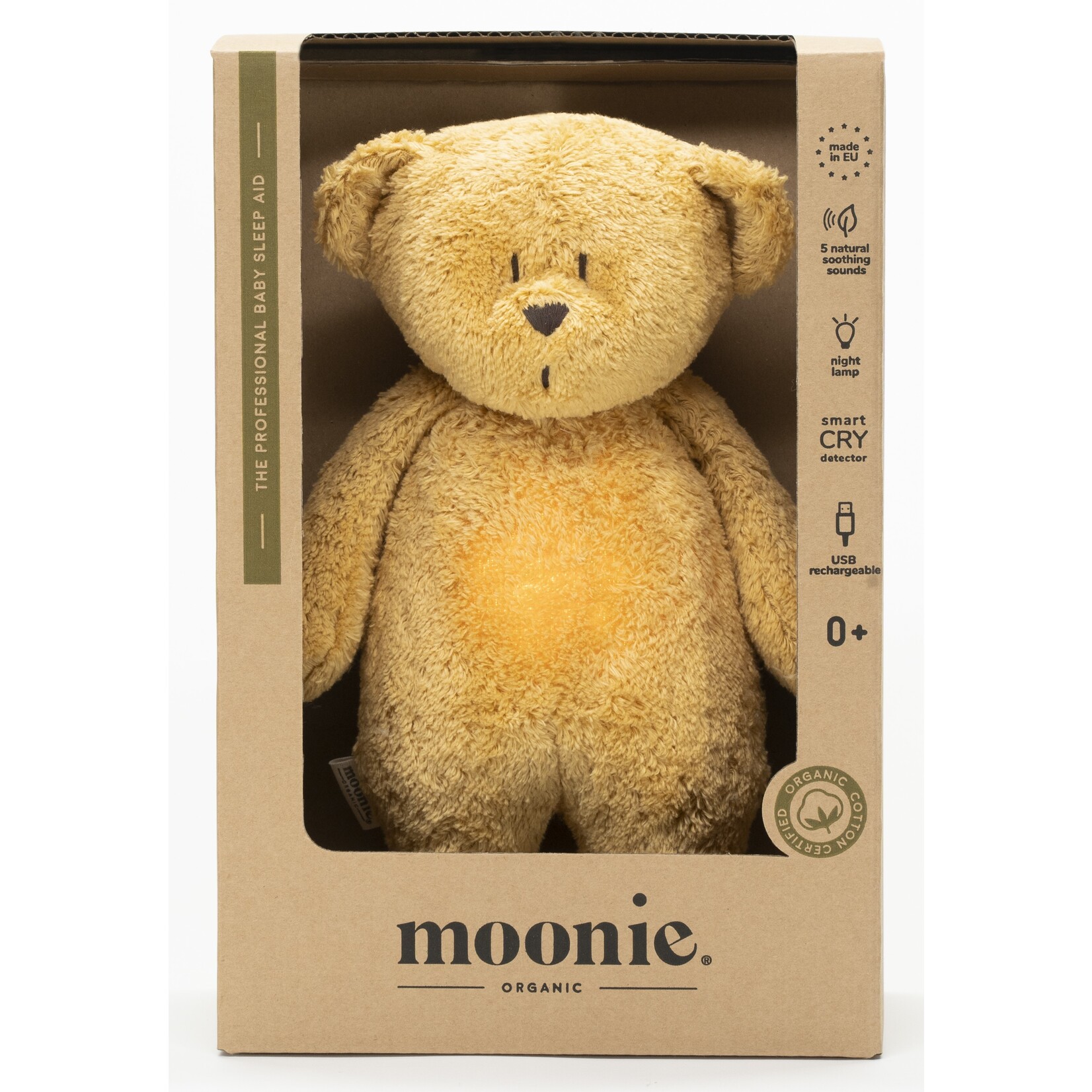 Moonie Slaapknuffel Humming Bear Honey Natur - Moonie Organic - NIEUW 2024