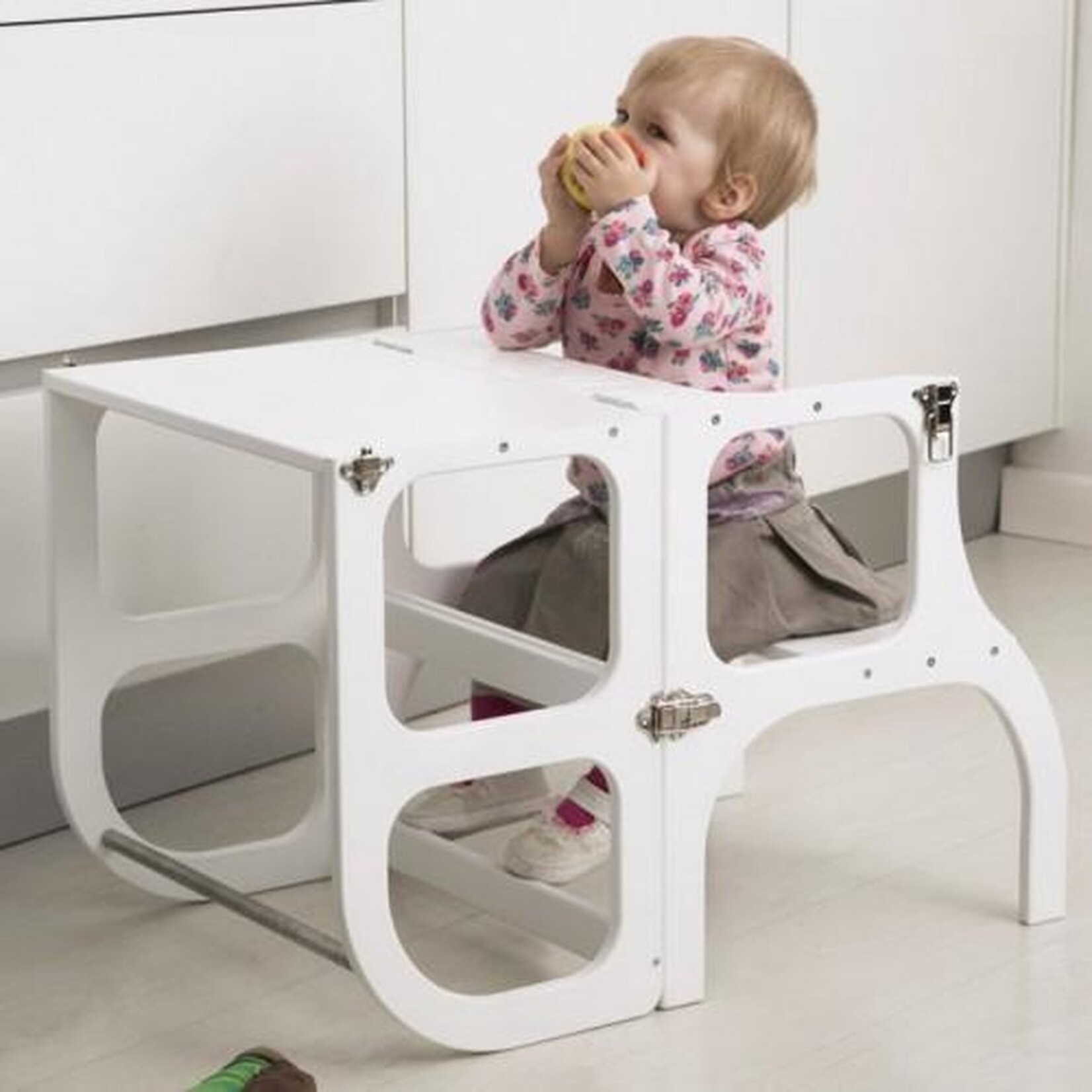 Ette Tete Leertoren Step'n Sit | Inklapbaar tot tafel en stoel | Wit met messing