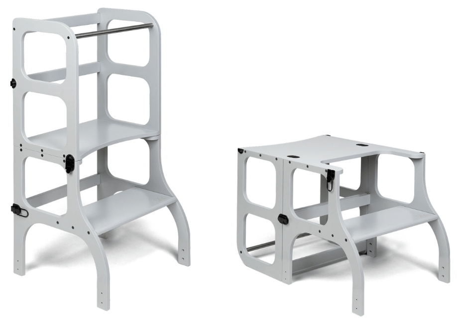 Ette Tete Leertoren Step'n Sit | Inklapbaar tot tafel en stoel | Grijs met zwart afbeelding