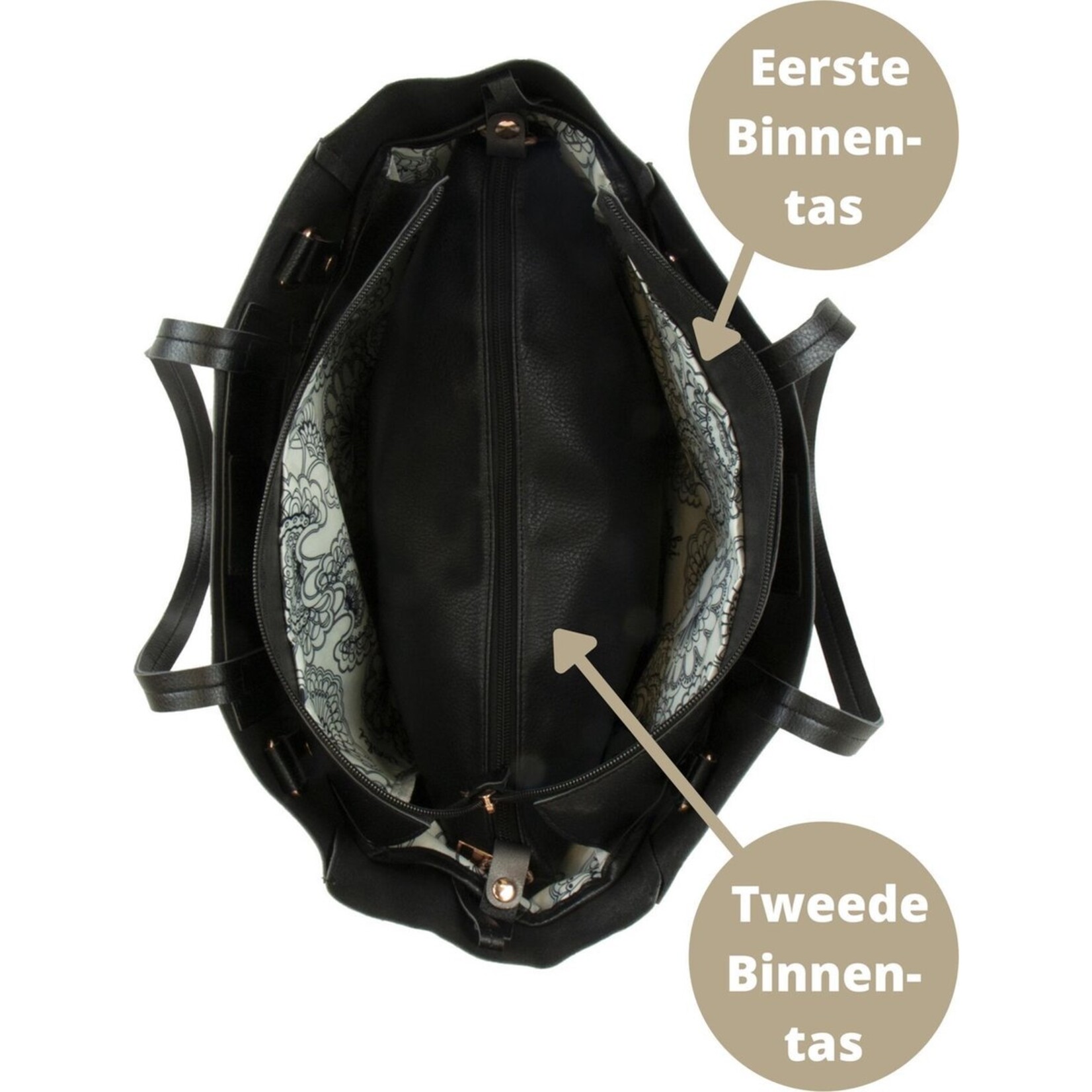 Isoki Grote Zwarte Luiertas Schoudertas Avoca Tote Coal - Uitneembare Binnentassen - Lederlook