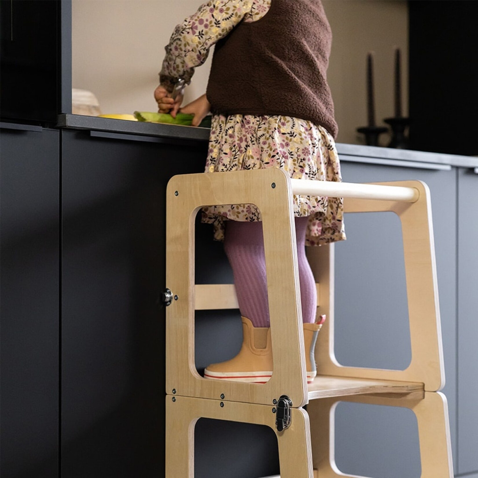 Jindl Houten montessori leertoren 2-in-1 houtkleur