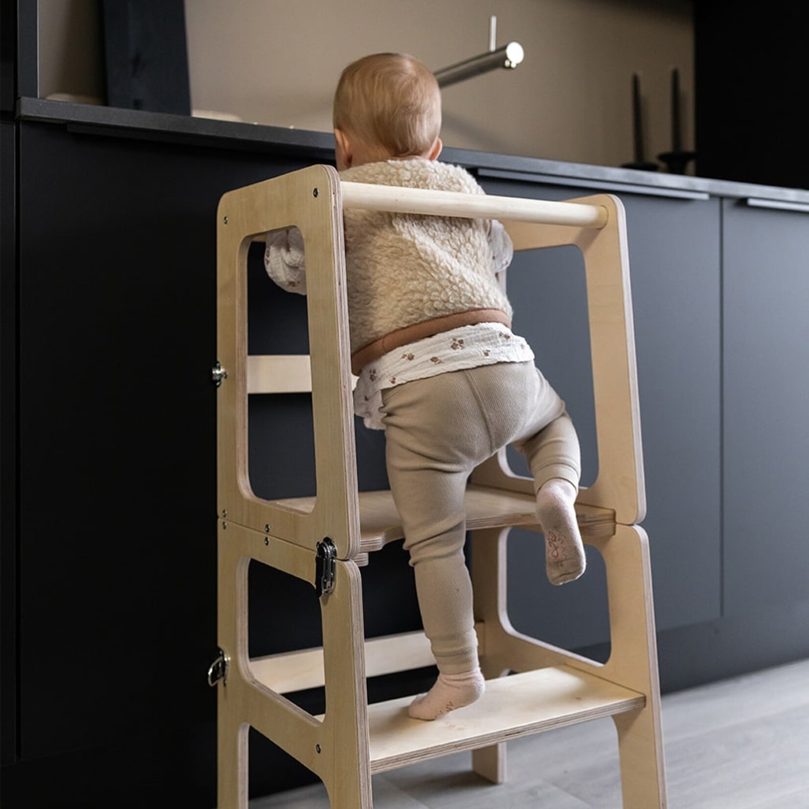 Houten montessori leertoren 2-in-1 houtkleur