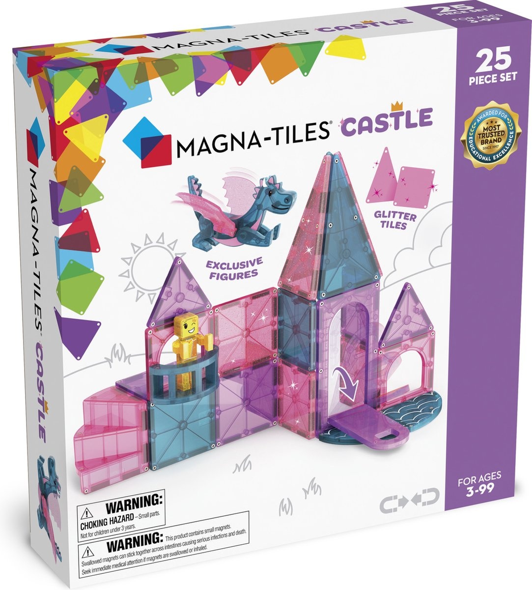Magna-Tiles Kasteel roze met draak 25 stuks - Geschikt vanaf 3 jaar - Multi afbeelding