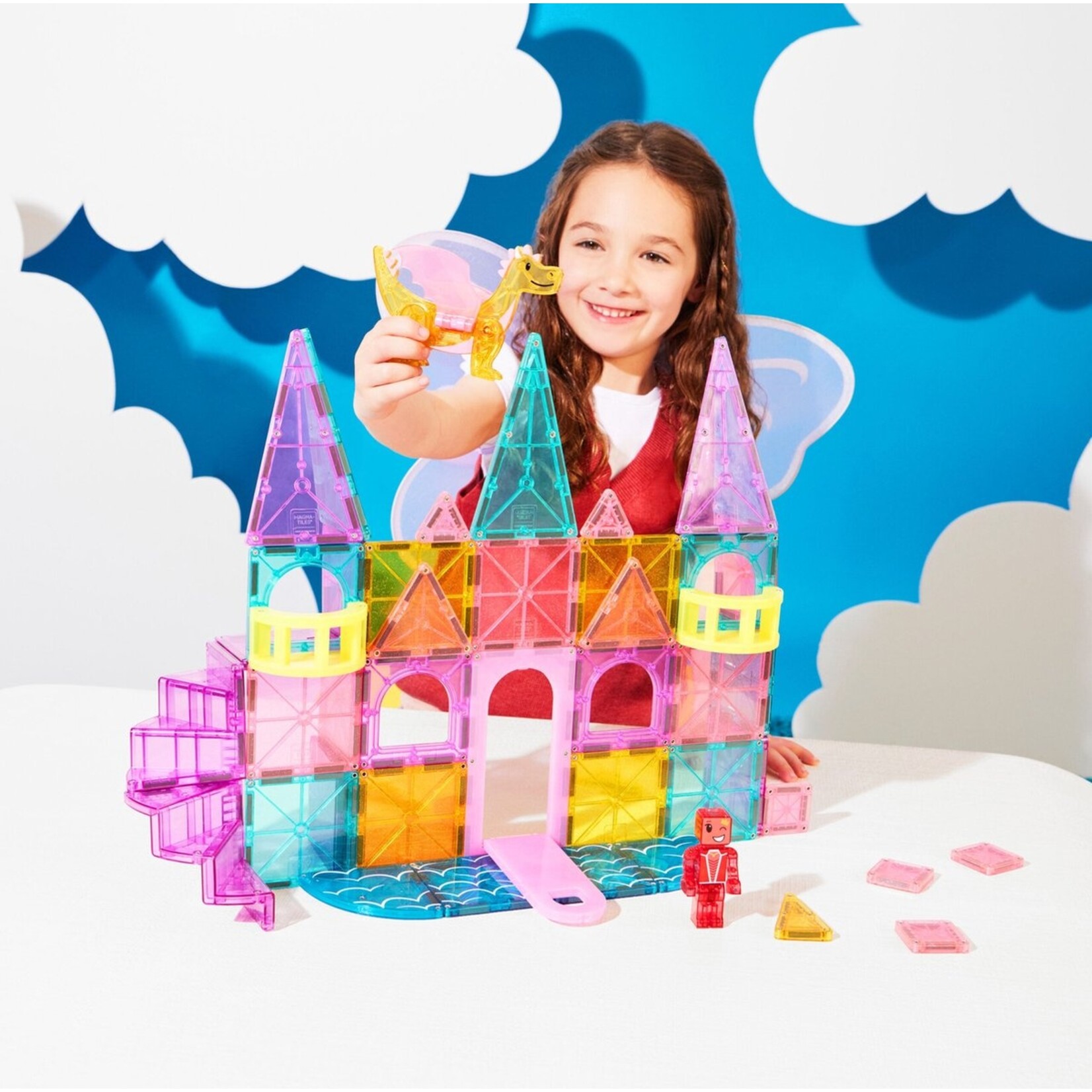 Magna-Tiles Kasteel XL roze met draak 48 stuks - Geschikt vanaf 3 jaar - Multi