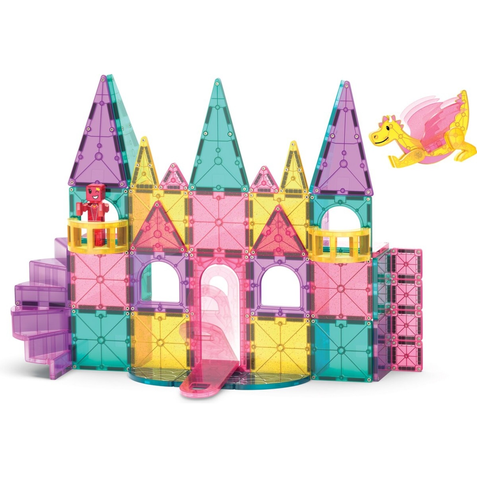 Magna-Tiles Kasteel XL roze met draak 48 stuks - Geschikt vanaf 3 jaar - Multi