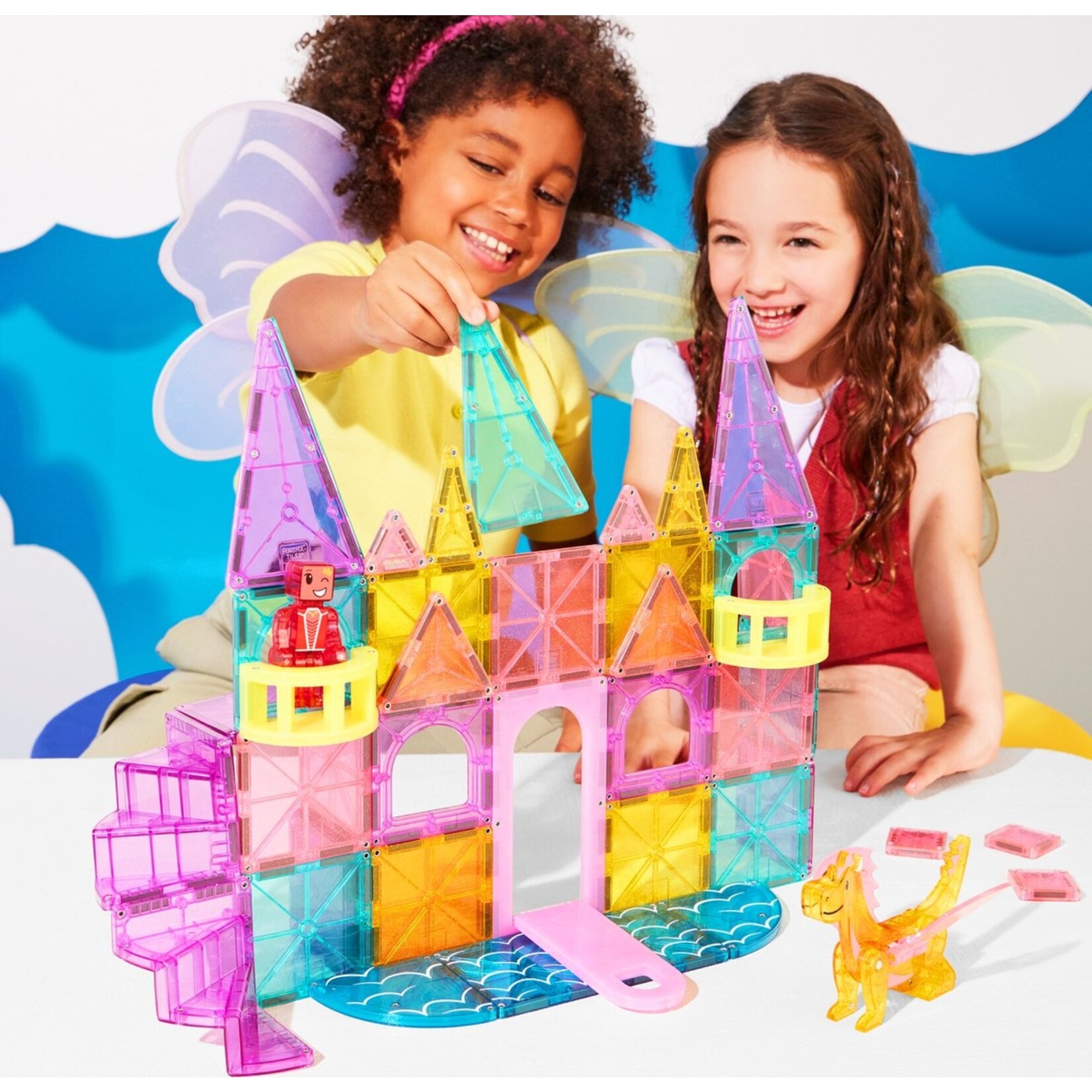 Magna-Tiles Kasteel XL roze met draak 48 stuks - Geschikt vanaf 3 jaar - Multi