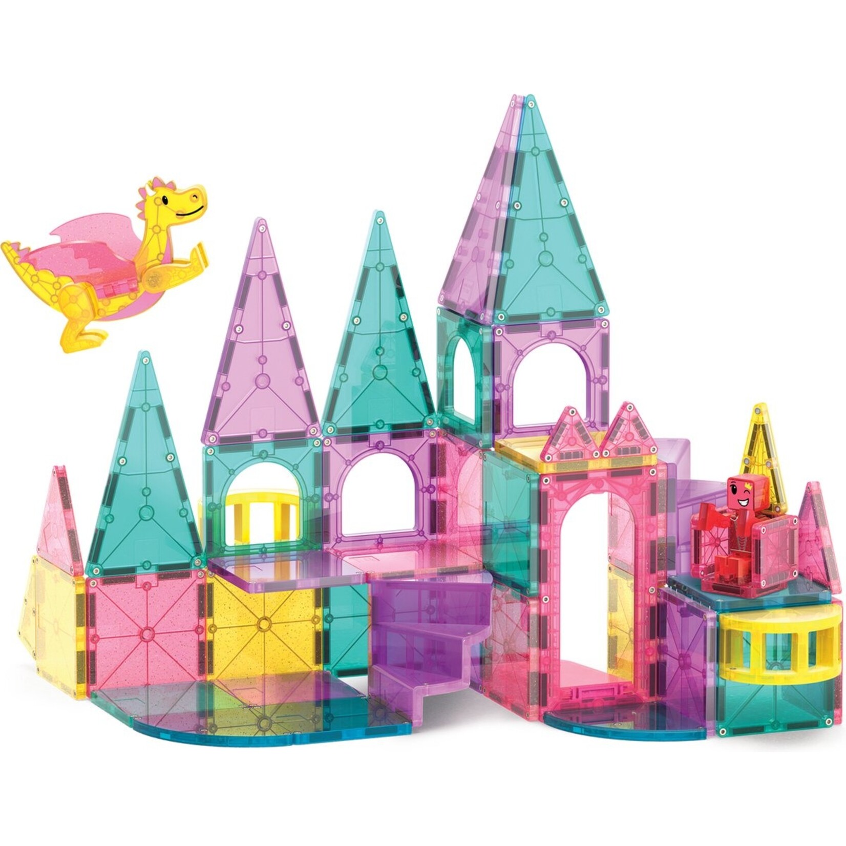 Magna-Tiles Kasteel XL roze met draak 48 stuks - Geschikt vanaf 3 jaar - Multi