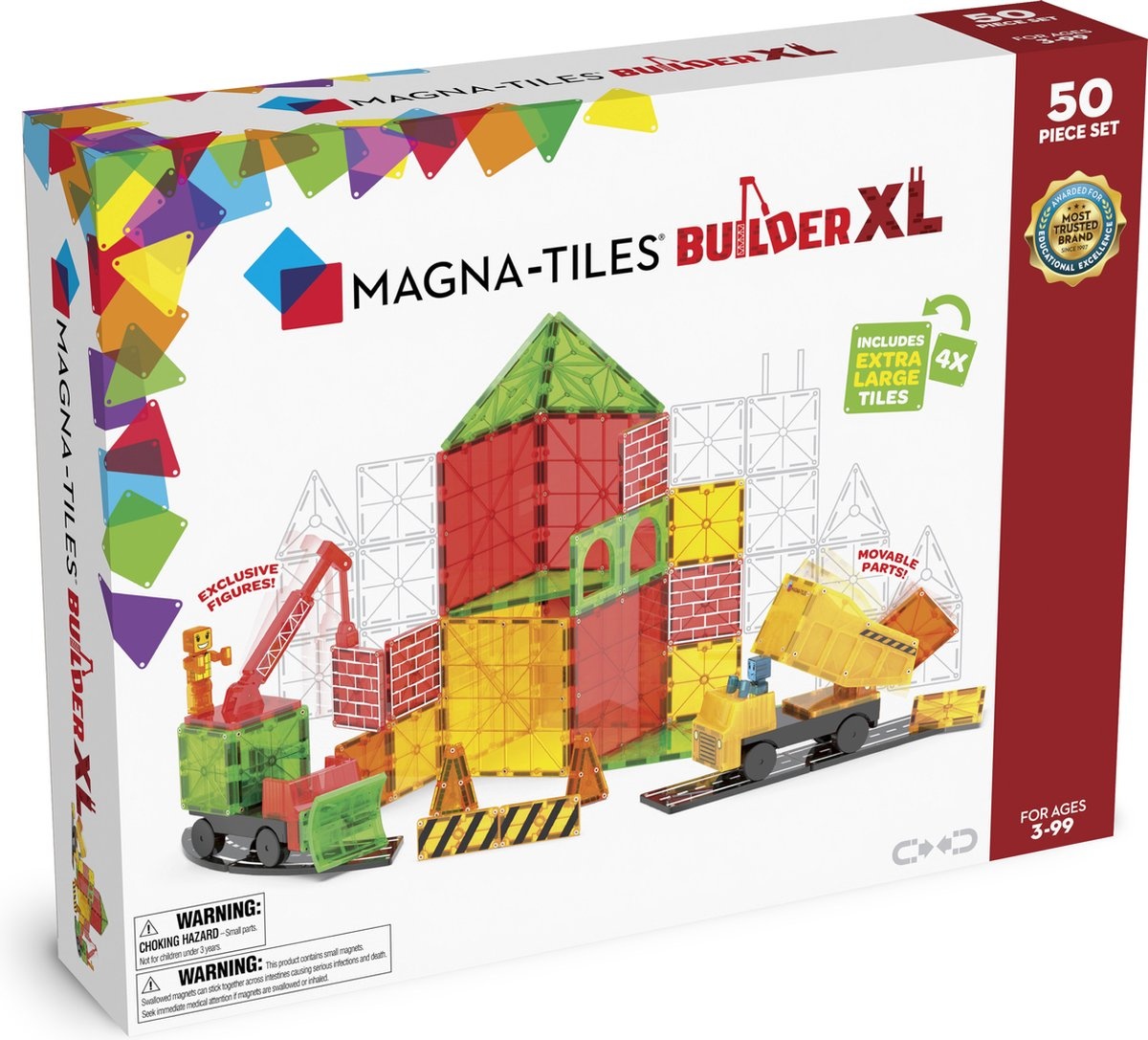 Magna-Tiles Builder XL 50 stuks - Geschikt vanaf 3 jaar - Multi afbeelding