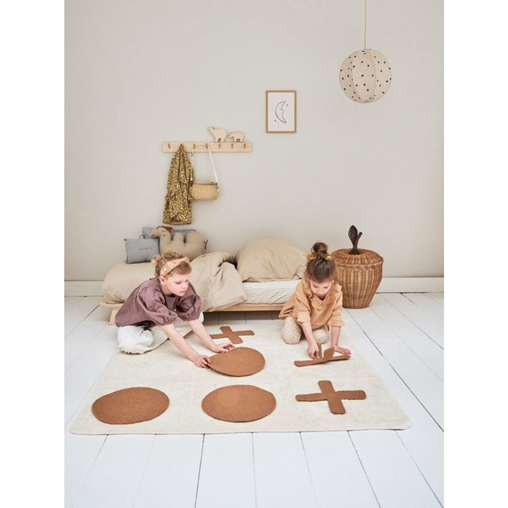 Tapis Petit Vloerkleed Tic Tac Toe vierkant - spel boter kaas en eieren - 120 x 120 cm