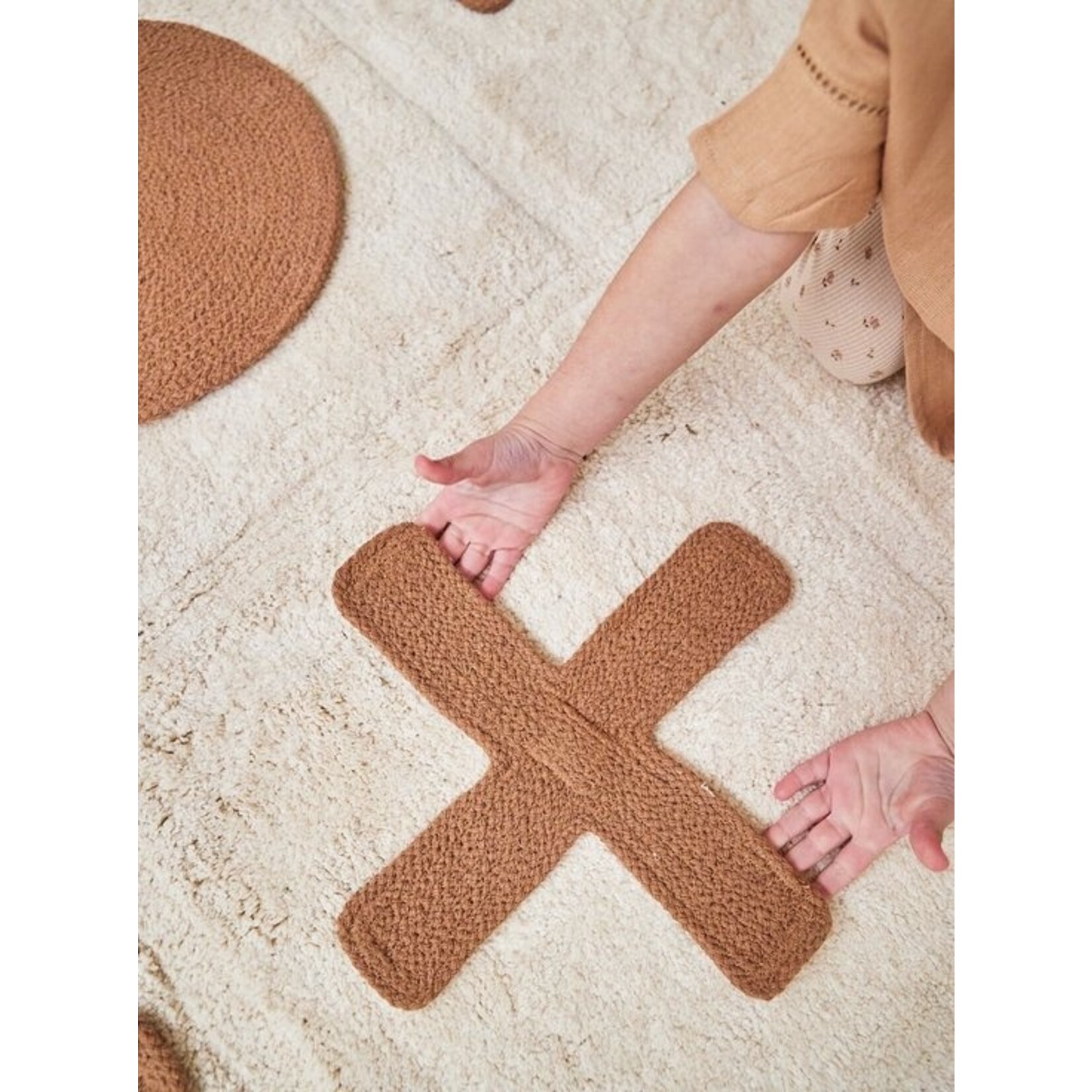 Tapis Petit Vloerkleed Tic Tac Toe vierkant - spel boter kaas en eieren - 120 x 120 cm