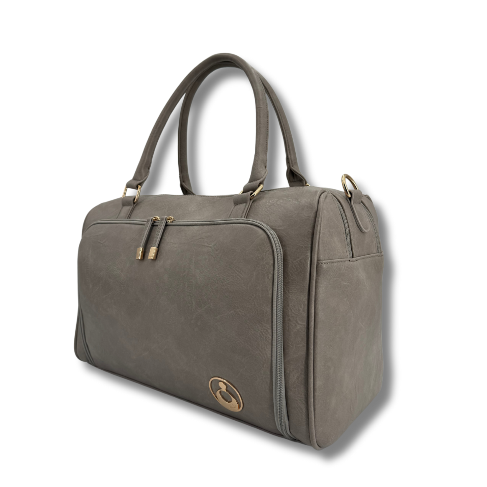 Isoki Double Zip Satchel - Luiertas - 5 delig -Stone - Kunstleer - 42 cm breed