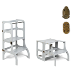 Ette Tete Leertoren Step'n Sit | Inklapbaar tot tafel en stoel | Grijs met messing