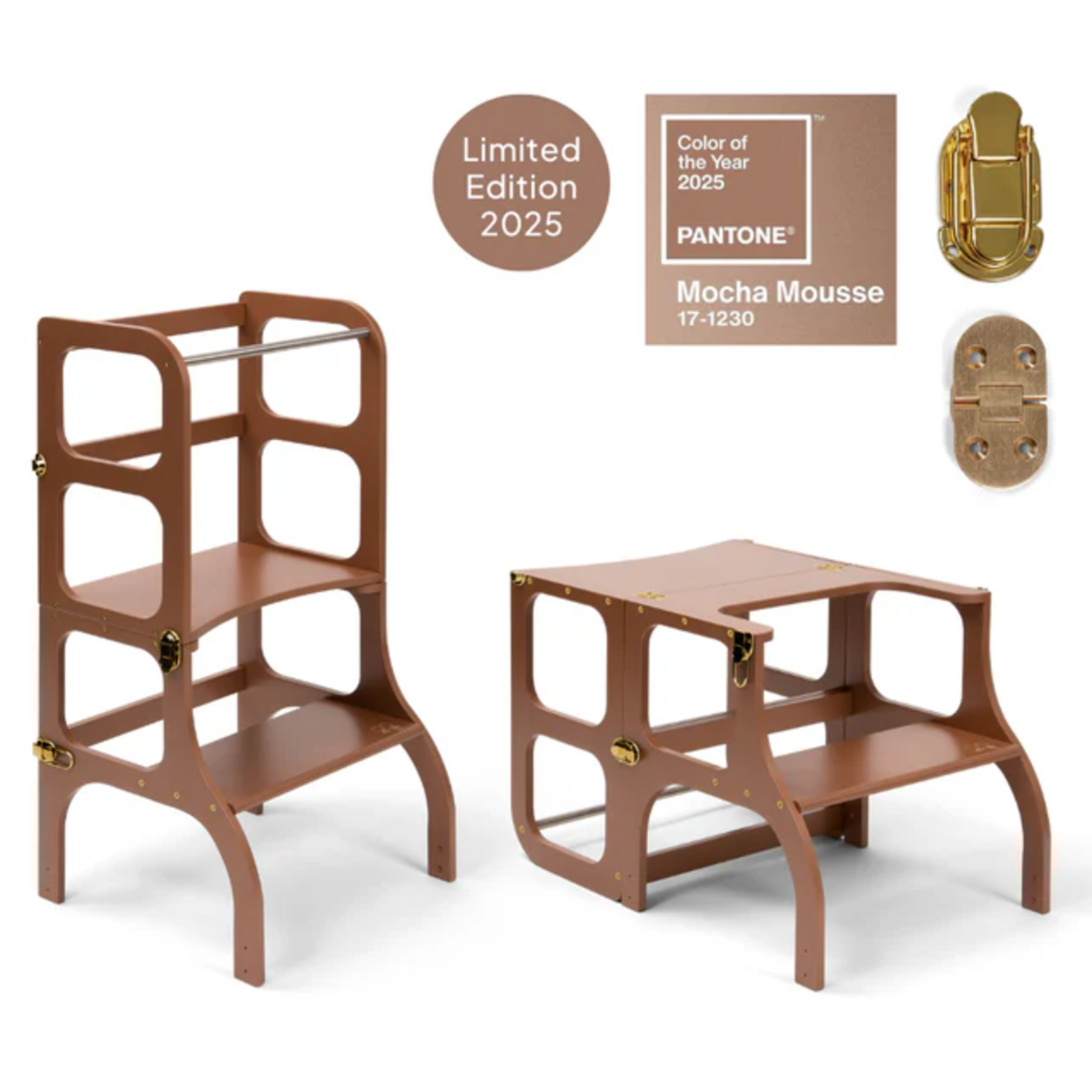 Ette Tete Leertoren Step'n Sit | Inklapbaar tot tafel en stoel | Limited Edition | Mocha Mousse met goud