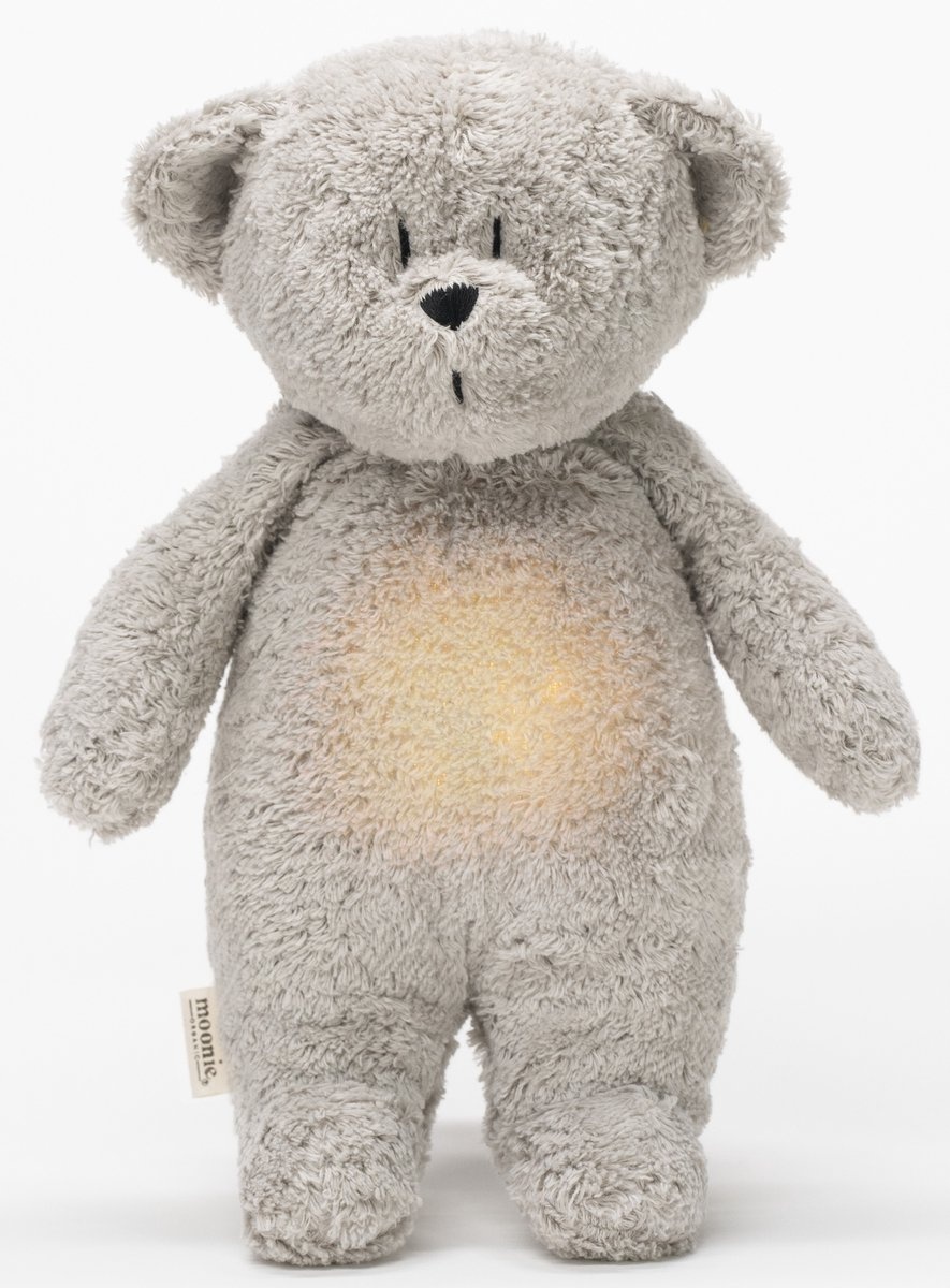 Moonie Moonie The Humming Bear Gray Natur 2.0 - organic - hartslag knuffel - beer afbeelding