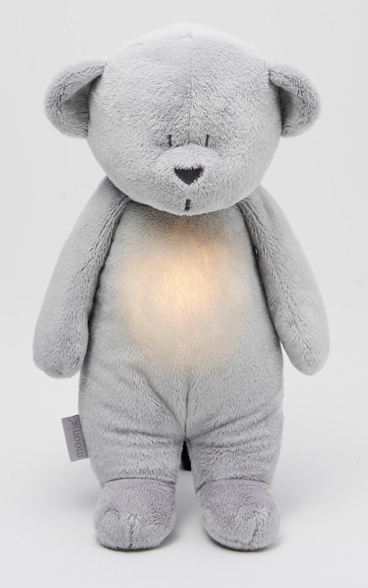 Moonie Moonie The Humming Bear Zilver Natur 2.0 - organic - hartslag knuffel - beer afbeelding