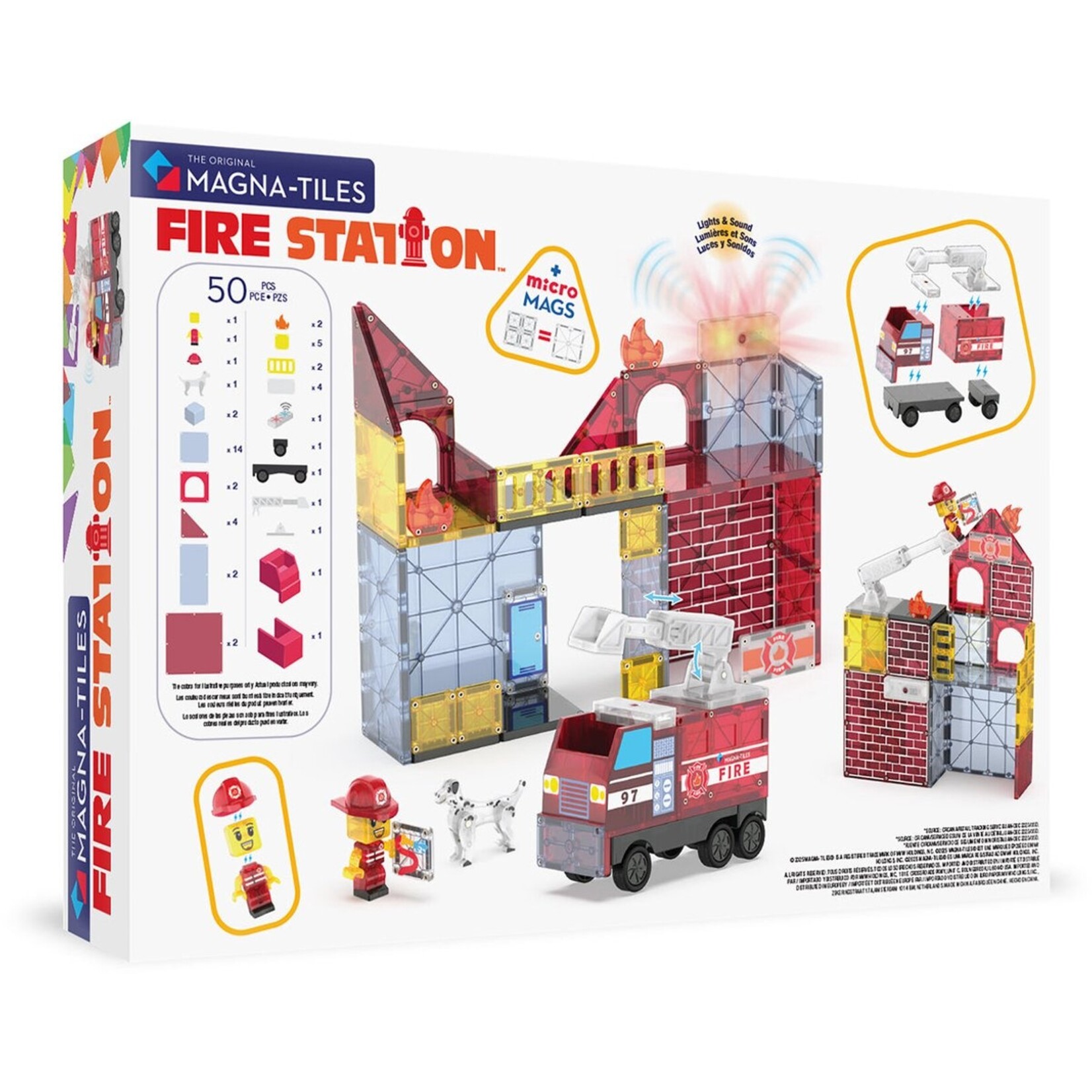 Magna-Tiles MAGNA-TILES Brandweer station 50-delige set met brandweer auto - magnetisch bouw speelgoed - magnetische tegels - open einde speelgoed