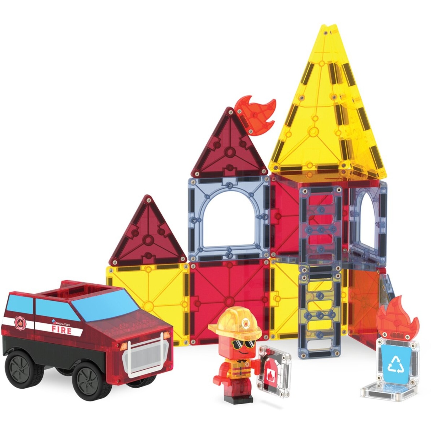 Magna-Tiles Fire rescue 27-delige set - magnetisch bouw speelgoed - magnetische tegels - open einde speelgoed