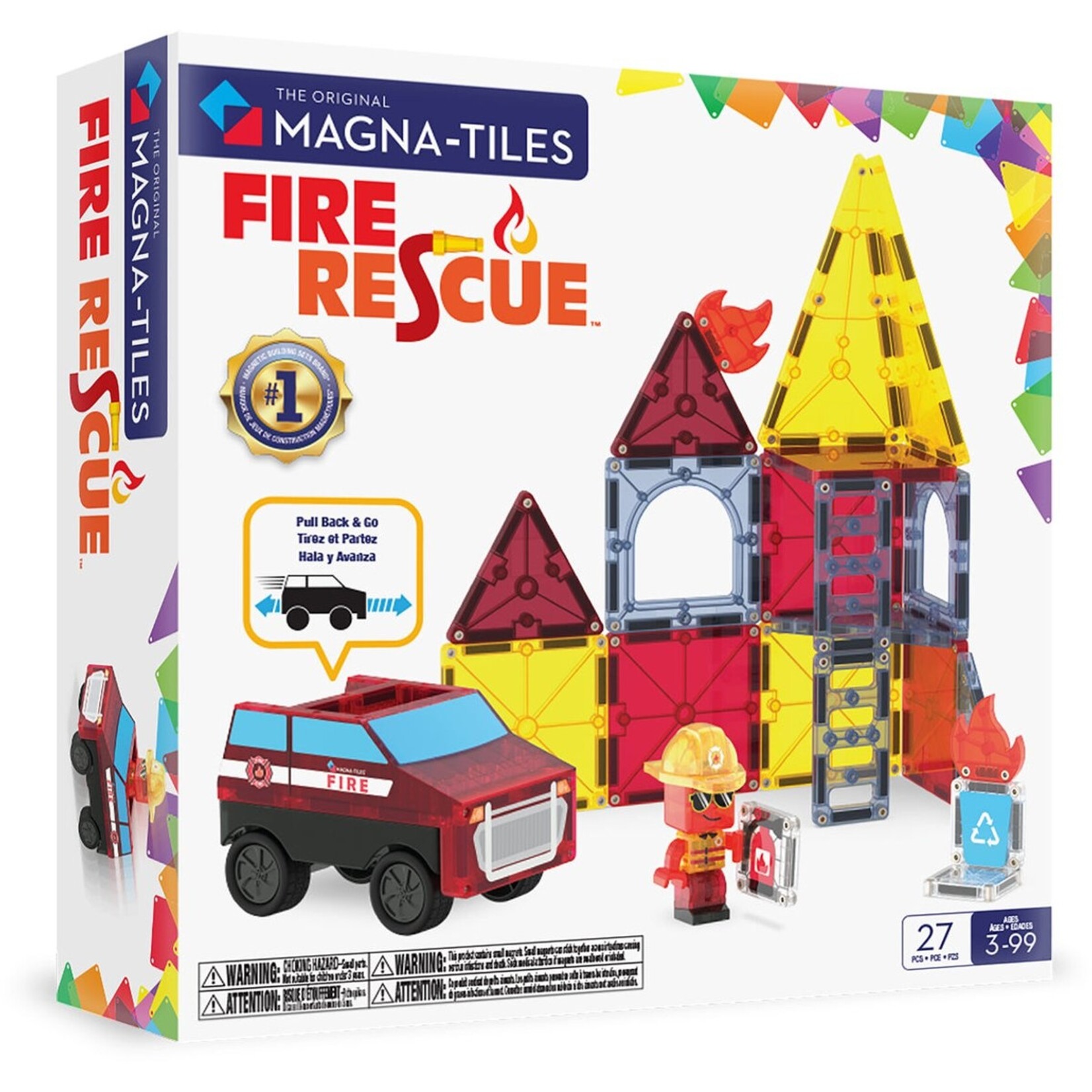 Magna-Tiles Fire rescue 27-delige set - magnetisch bouw speelgoed - magnetische tegels - open einde speelgoed