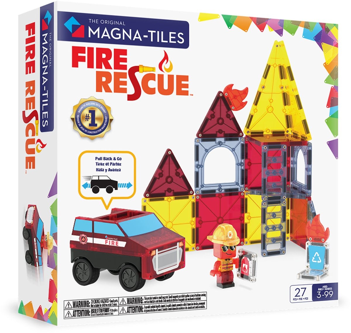 Magna-Tiles Fire rescue 27-delige set - magnetisch bouw speelgoed - magnetische tegels - open einde speelgoed afbeelding