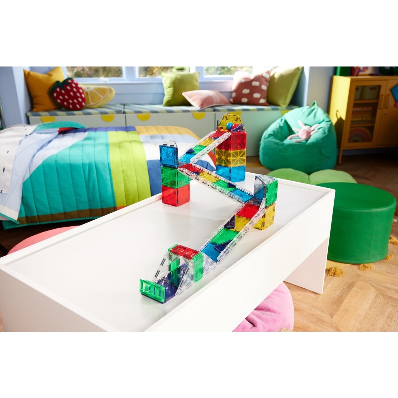 Magna-Tiles Knikkerbaan Deluxe 90-delige set - Rail Racer - magnetisch bouw speelgoed - magnetische tegels - open einde speelgoed - educatief constructie