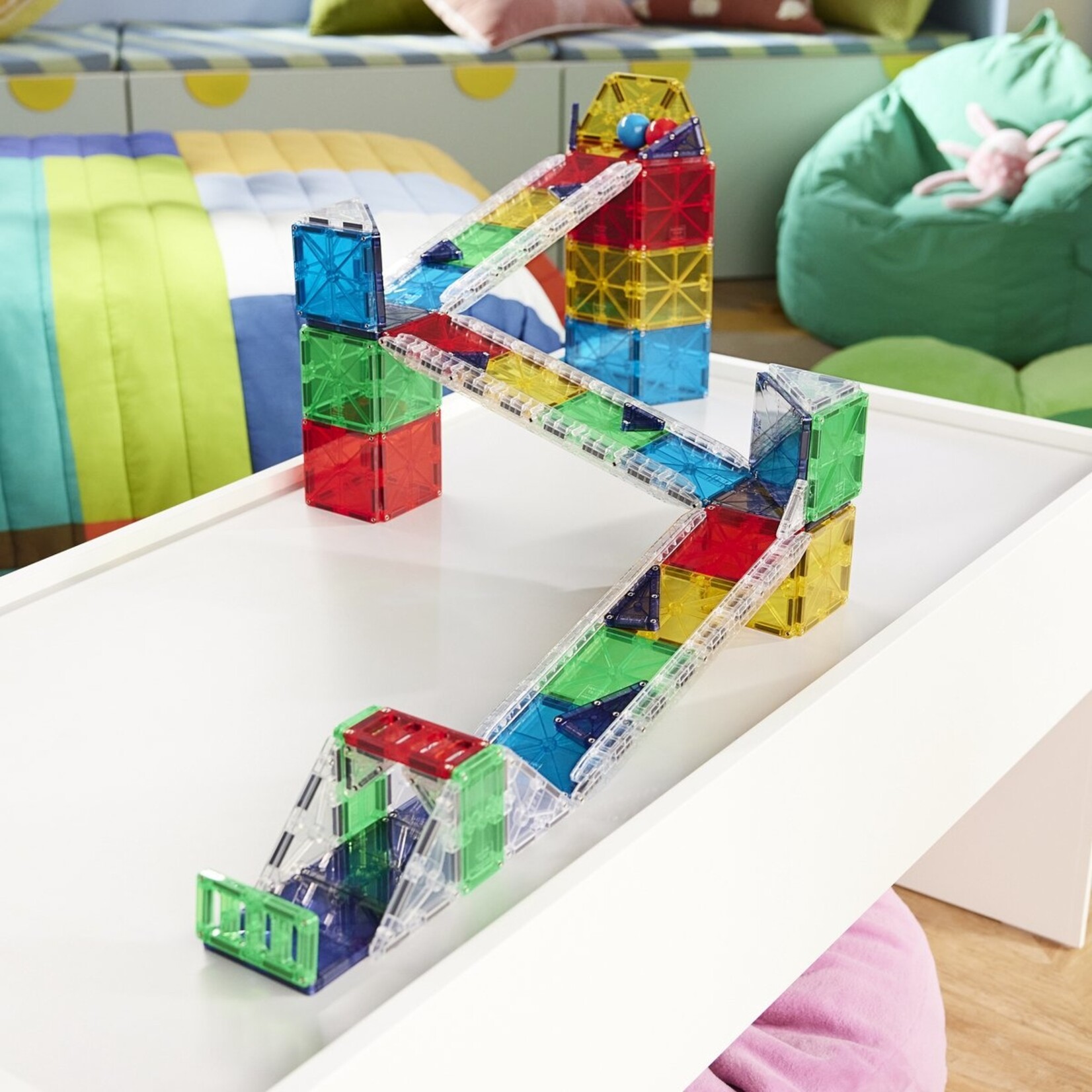 Magna-Tiles Knikkerbaan Deluxe 90-delige set - Rail Racer - magnetisch bouw speelgoed - magnetische tegels - open einde speelgoed - educatief constructie