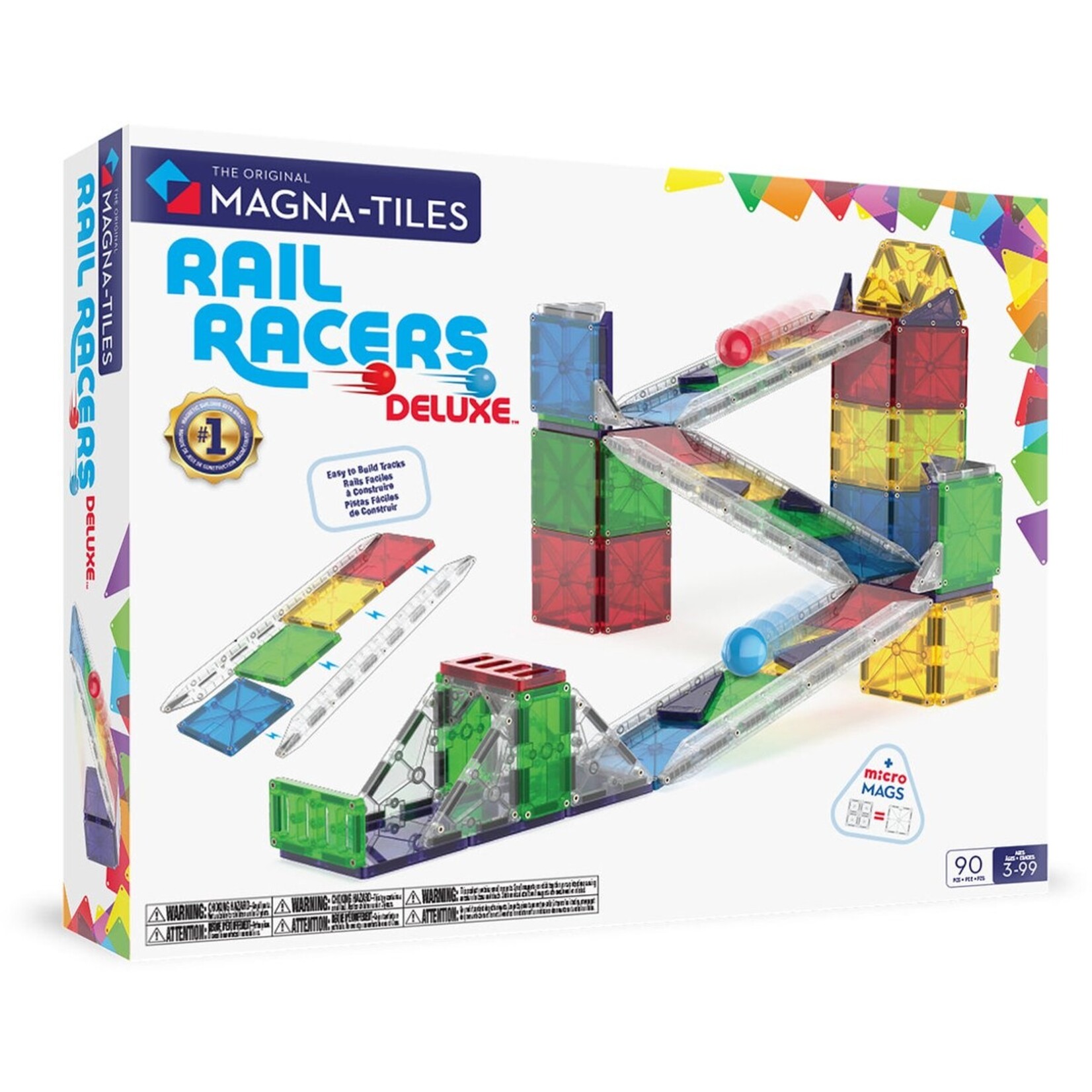 Magna-Tiles Knikkerbaan Deluxe 90-delige set - Rail Racer - magnetisch bouw speelgoed - magnetische tegels - open einde speelgoed - educatief constructie
