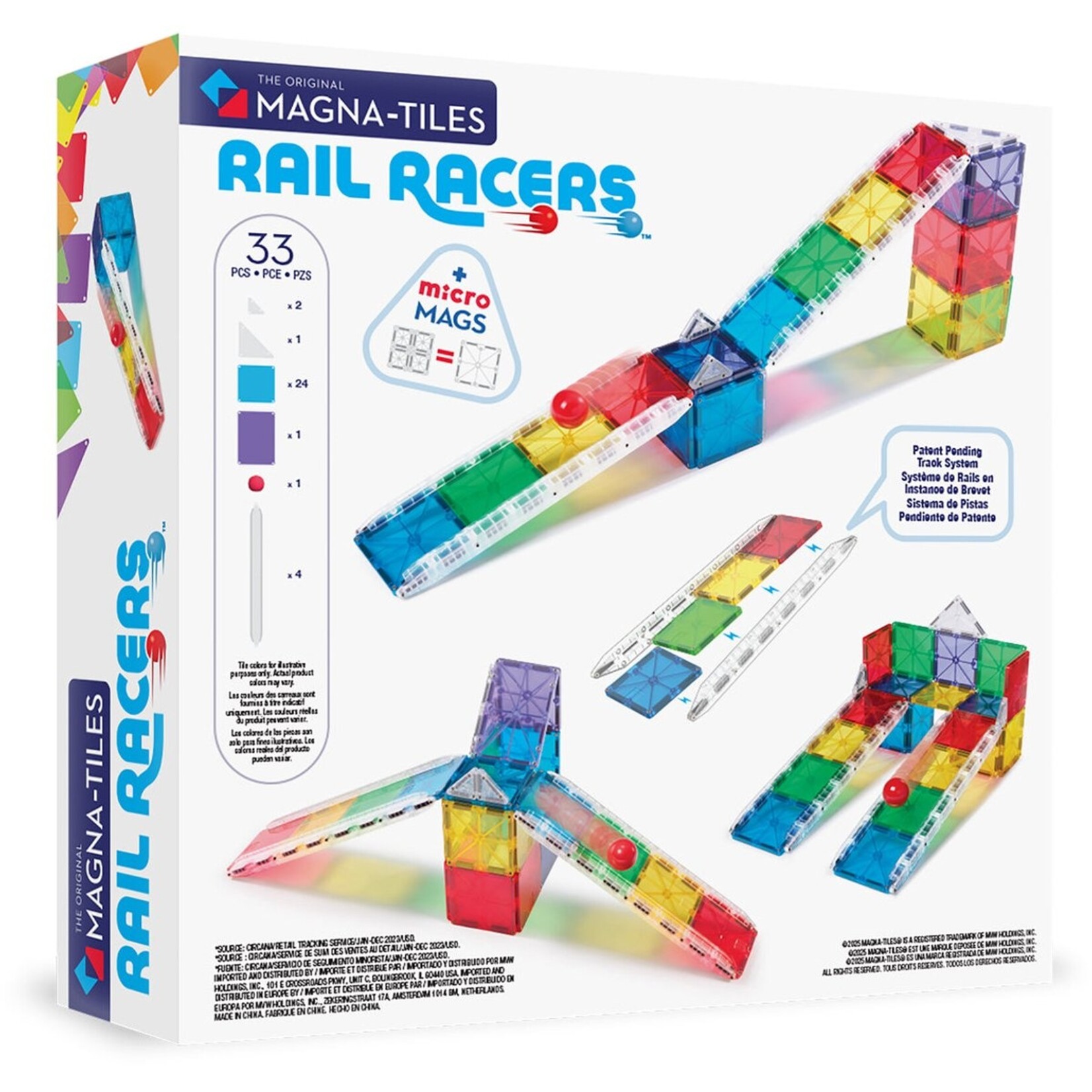 Magna-Tiles Knikkerbaan 33-delige set - Rail Racer - magnetisch bouw speelgoed - magnetische tegels - open einde speelgoed - educatief constructie