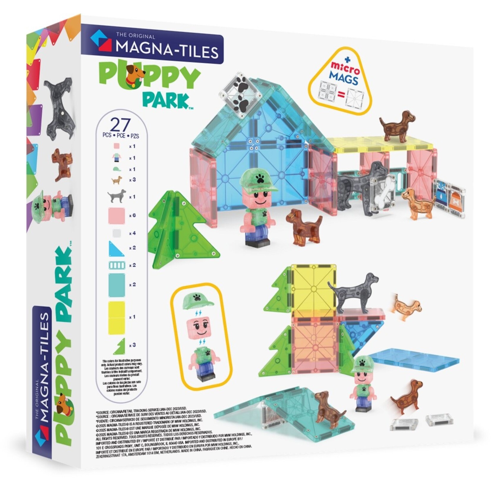 Magna-Tiles puppy park 27-delige dierenset - magnetisch bouw speelgoed - magnetische tegels - open einde speelgoed