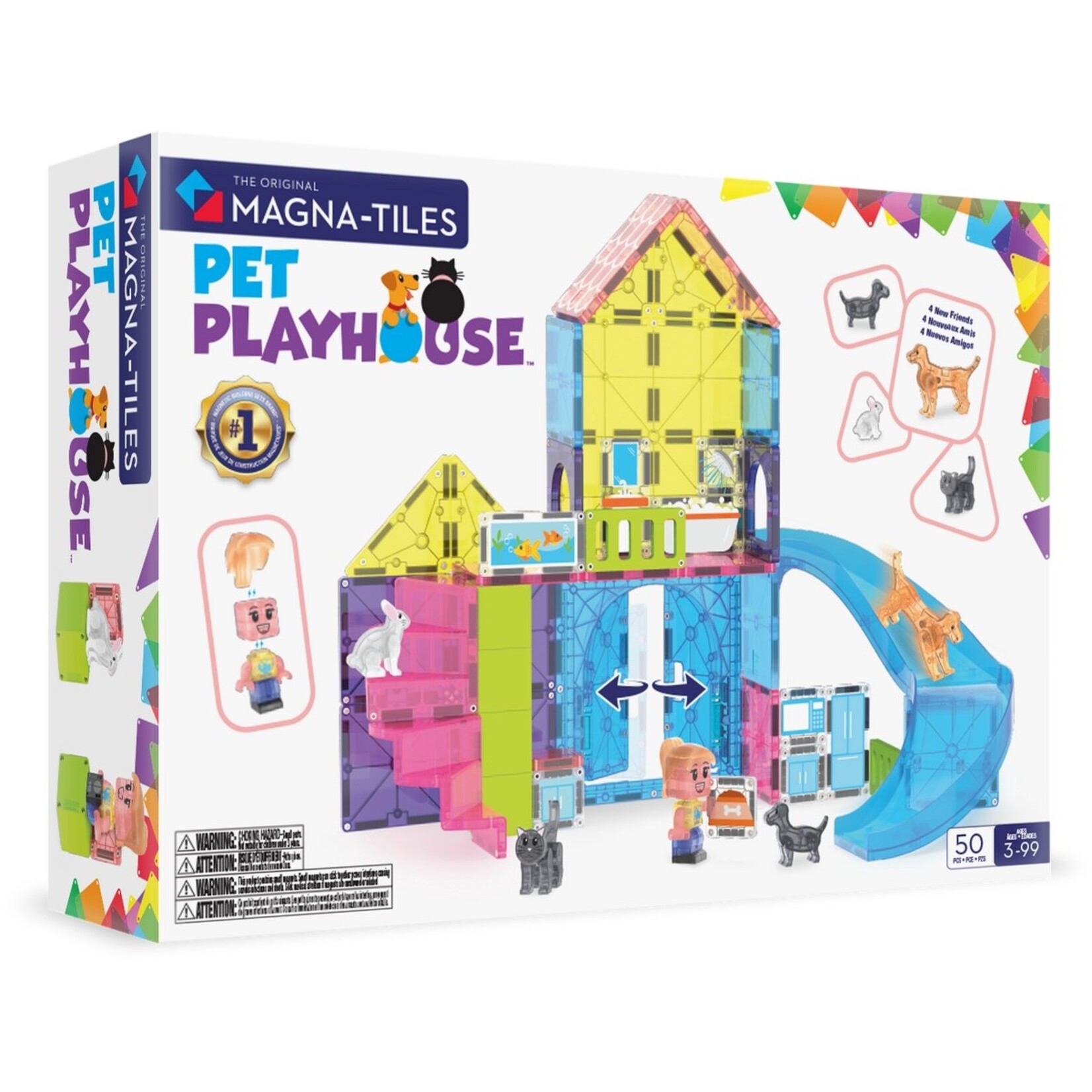 Magna-Tiles Huisdieren speelhuis 50-delig – Magnetische Bouwset met Huisdieren – Magnetische tegels - Open einde speelgoed