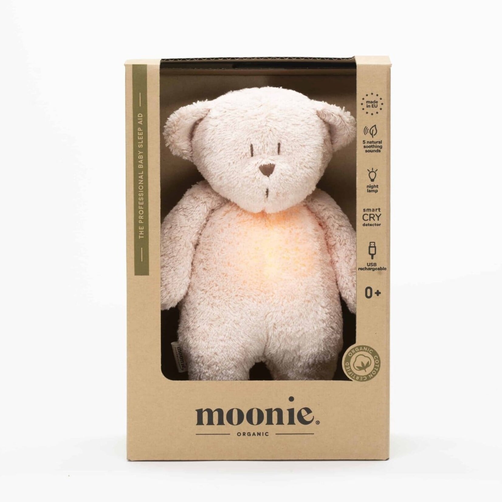 Moonie Moonie The Humming Bear Roze Natur 2.0 - hartslag knuffel - beer