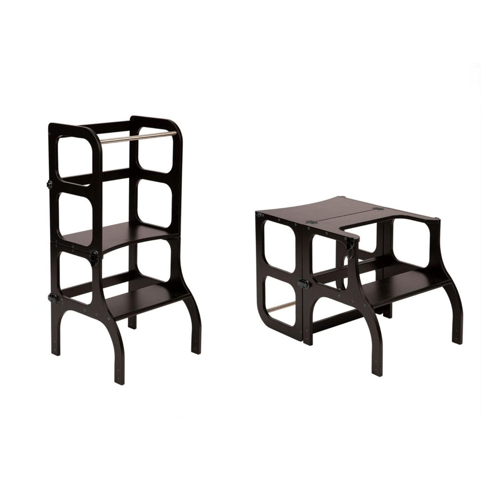Ette Tete Leertoren Step'n Sit | Inklapbaar tot tafel en stoel | Zwart met zwarte clips en schroeven | RETOURDEAL