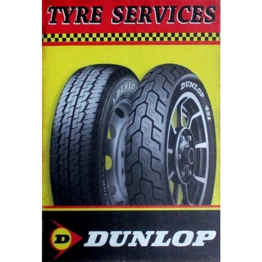 Metalen logo gevelbord Dunlop Tyre Services