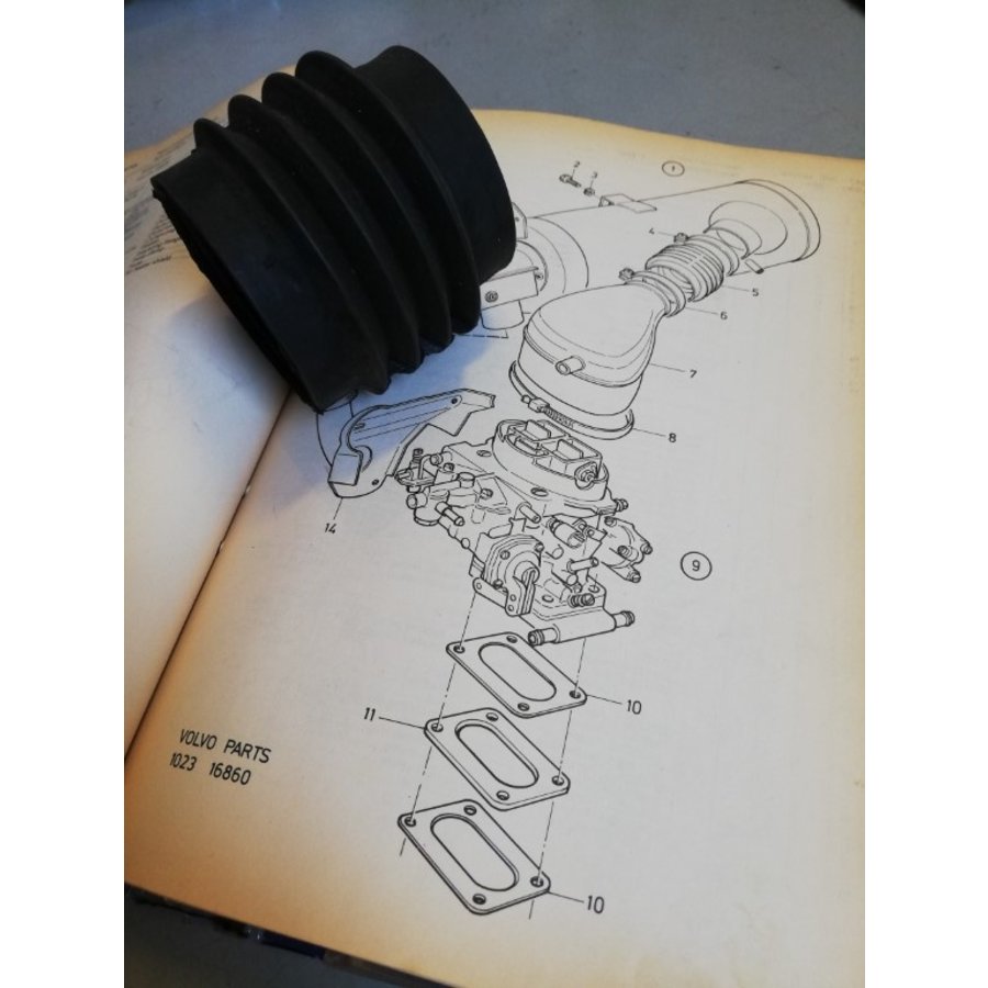 Luchtslang rubber luchtfilterhuis carburateur 3290378-3 NOS  NIEUW Volvo 343, 345