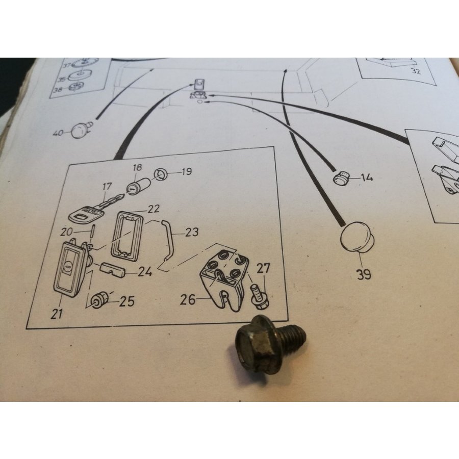 Luggage locker interior bolt 965175-3 used Volvo 340, 360