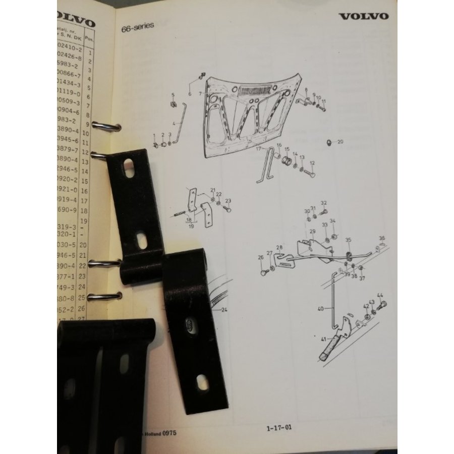 Scharnier sluiting motorkap 3104319-3/3104320-1 NOS DAF 66, Volvo 66