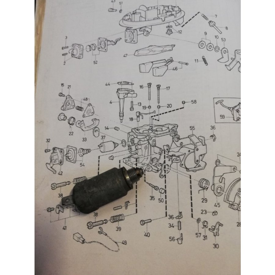 Stationairsproeier Solex carburateur B200 motor 1270141-3 gebruikt Volvo 360