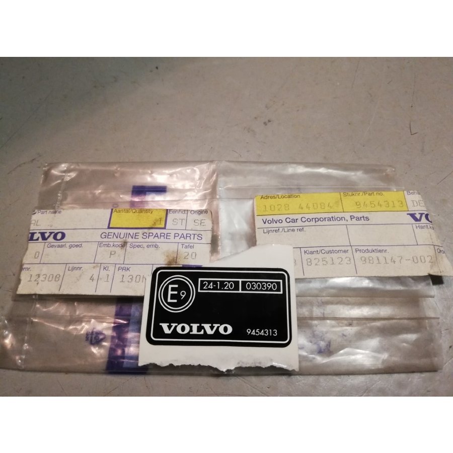 Sticker, informatie 9454313 NOS Volvo C70, S70, V70, V70XC