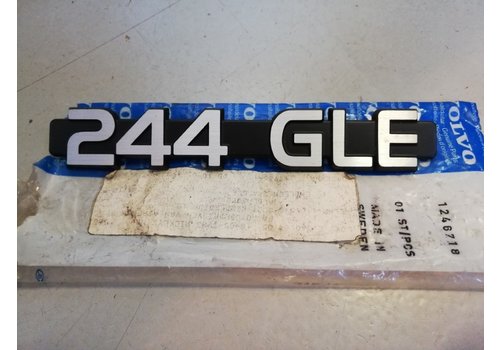 Embleem kofferbak achterklep '244 GLE' 1246718 NOS Volvo 240, 244 