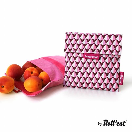 Roll'Eat Snack'n'Go Reusable Sandwich Bag - Pink Tiles