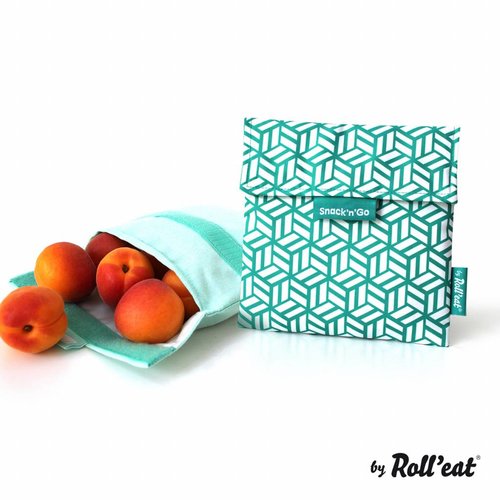 Roll'Eat Snack'n'Go Wiederverwendbare Sandwichtasche - Green Tiles