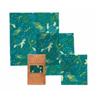 Beeswax Wrap (S / M / L) - Ocean Print (3 Pieces)