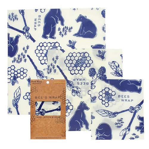 Bee's Wrap Beeswax Wrap (S / M / L) - Bears & Bees (3 Pieces)
