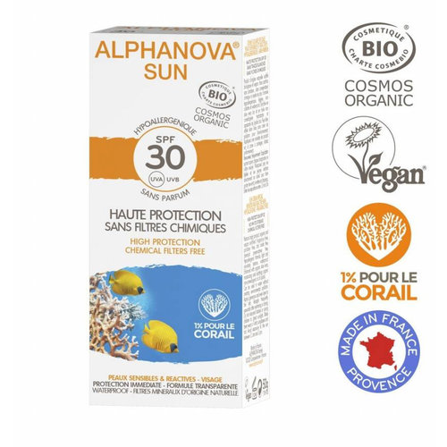 Alphanova Sun Organic Sunscreen Cream Face Allergic Skin - SPF30 Alphanova Sun Organic Sunscreen Cream Face Allergic Skin - SPF30