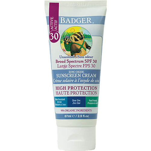 Badger Natural Sunscreen Cream SPF30 Clear Zinc - Fragrance-free