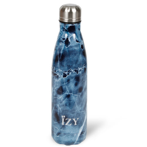 IZY RVS Drinkfles Thermosfles (500ml) - Blauw Marmer