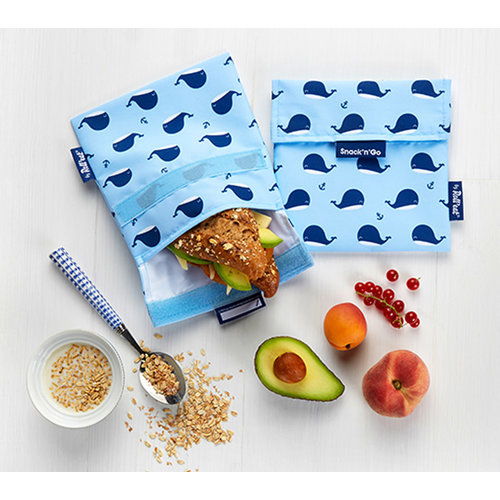Roll'Eat Snack'n'Go Reusable Sandwich Bag - Whales