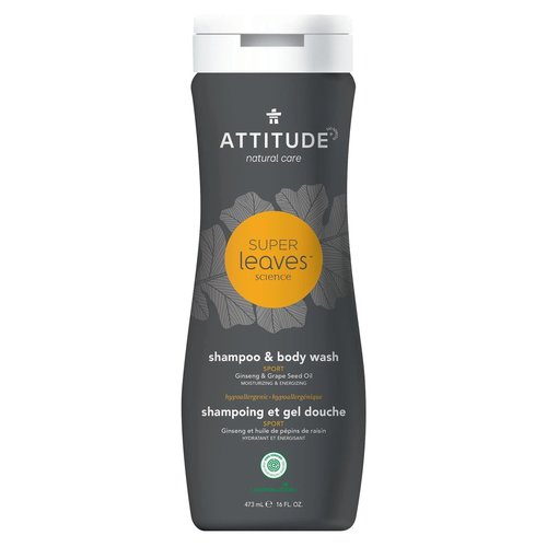 Attitude Super Leaves Men 2-in-1 Shampoo & Body Wash - Sports Attitude Super Leaves Men 2-in-1 Shampoo & Body Wash - Sports