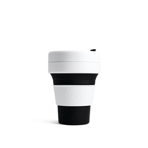 Stojo Opvouwbare Koffiebeker 355ml - Zwart/Wit