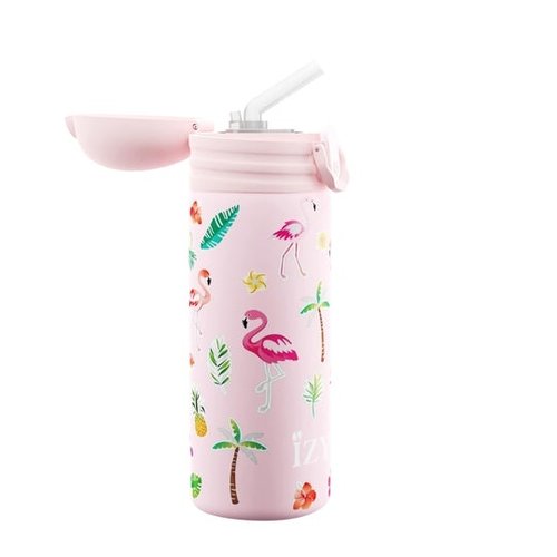 IZY Kids RVS Thermosfles (350ml) - Pink Flamingo IZY Kids RVS Thermosfles (350ml) - Pink Flamingo